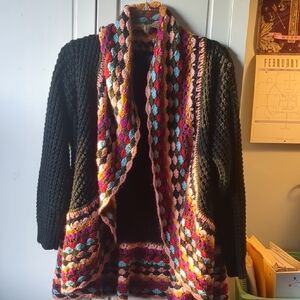 Multicolor Knit Open-Front Sweater